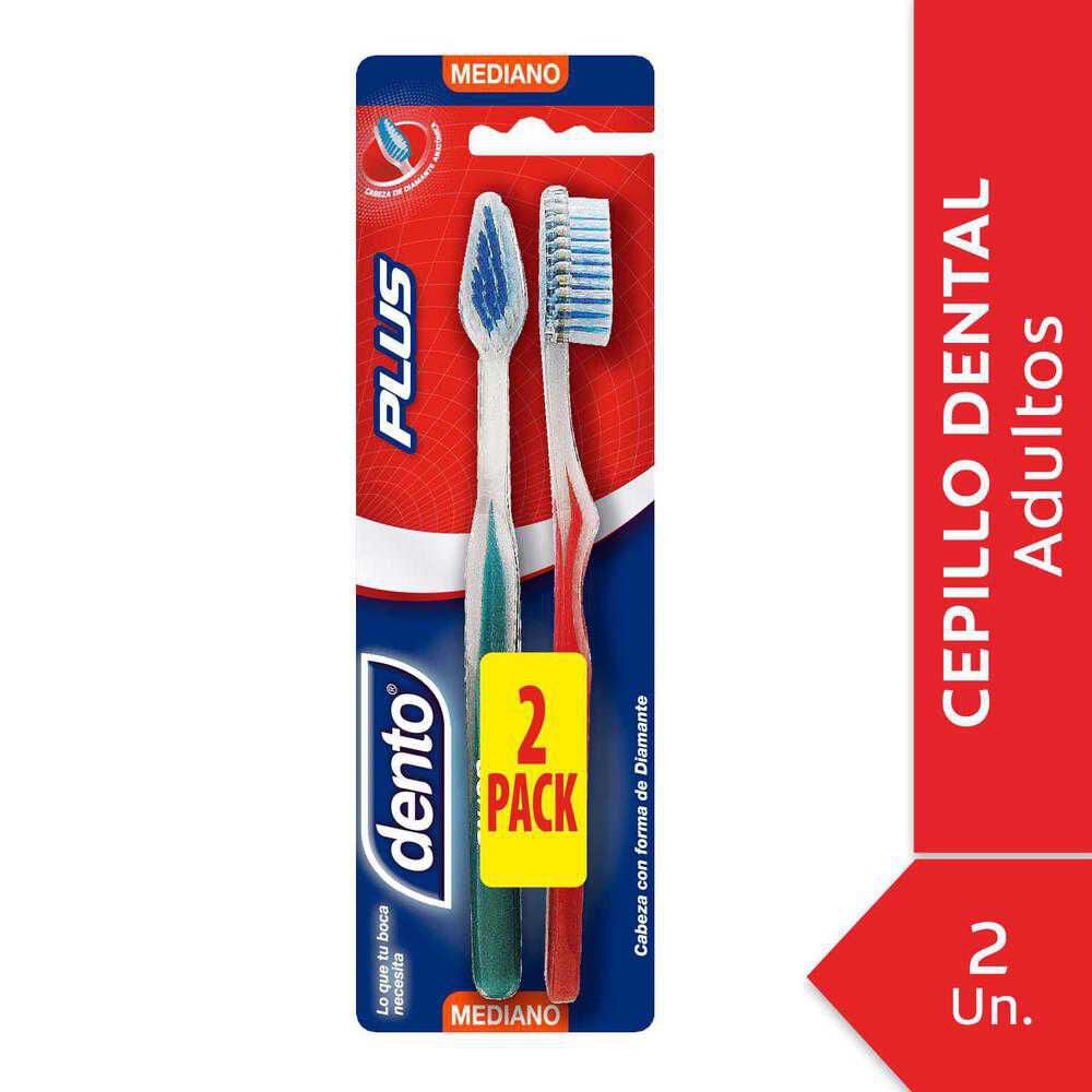 Cepillo Dental Dento Plus Mediano 2 Unidades