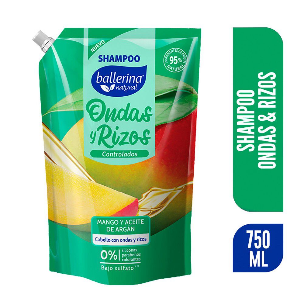 Shampoo Onda y Rizos Controlados Mango y Aceite de Argán 750 ml