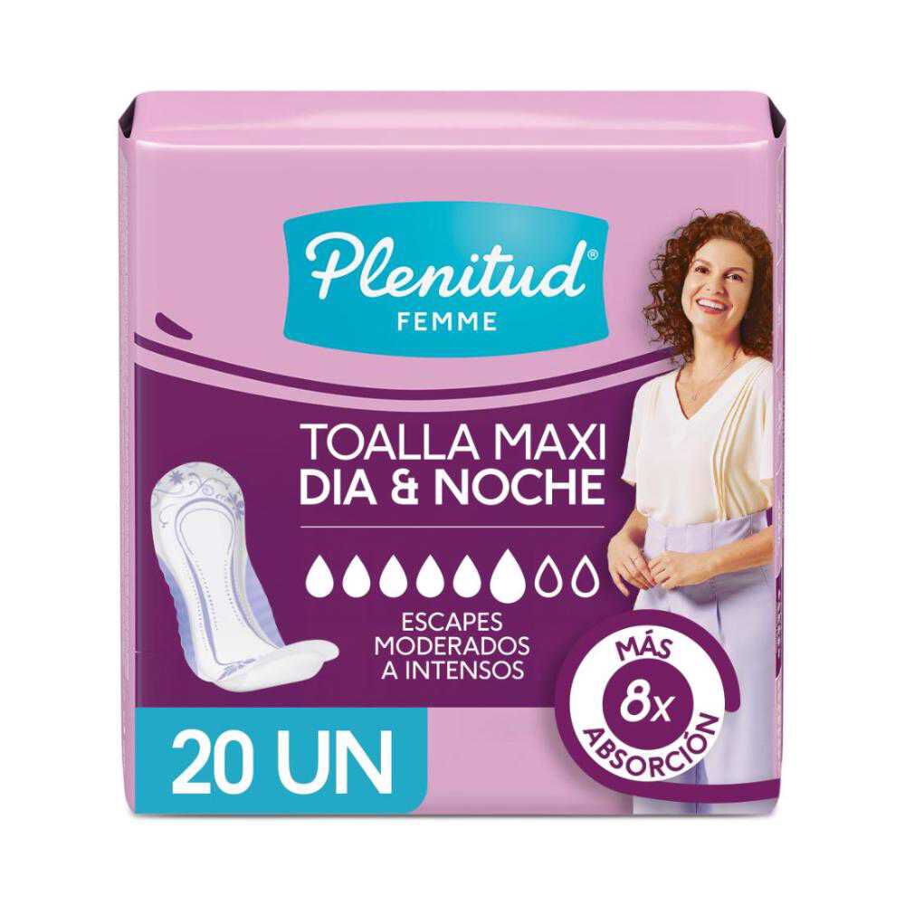 Toallas para Incontinencia Plenitud Nocturna, Escapes Moderados a Intensos, 24 Un