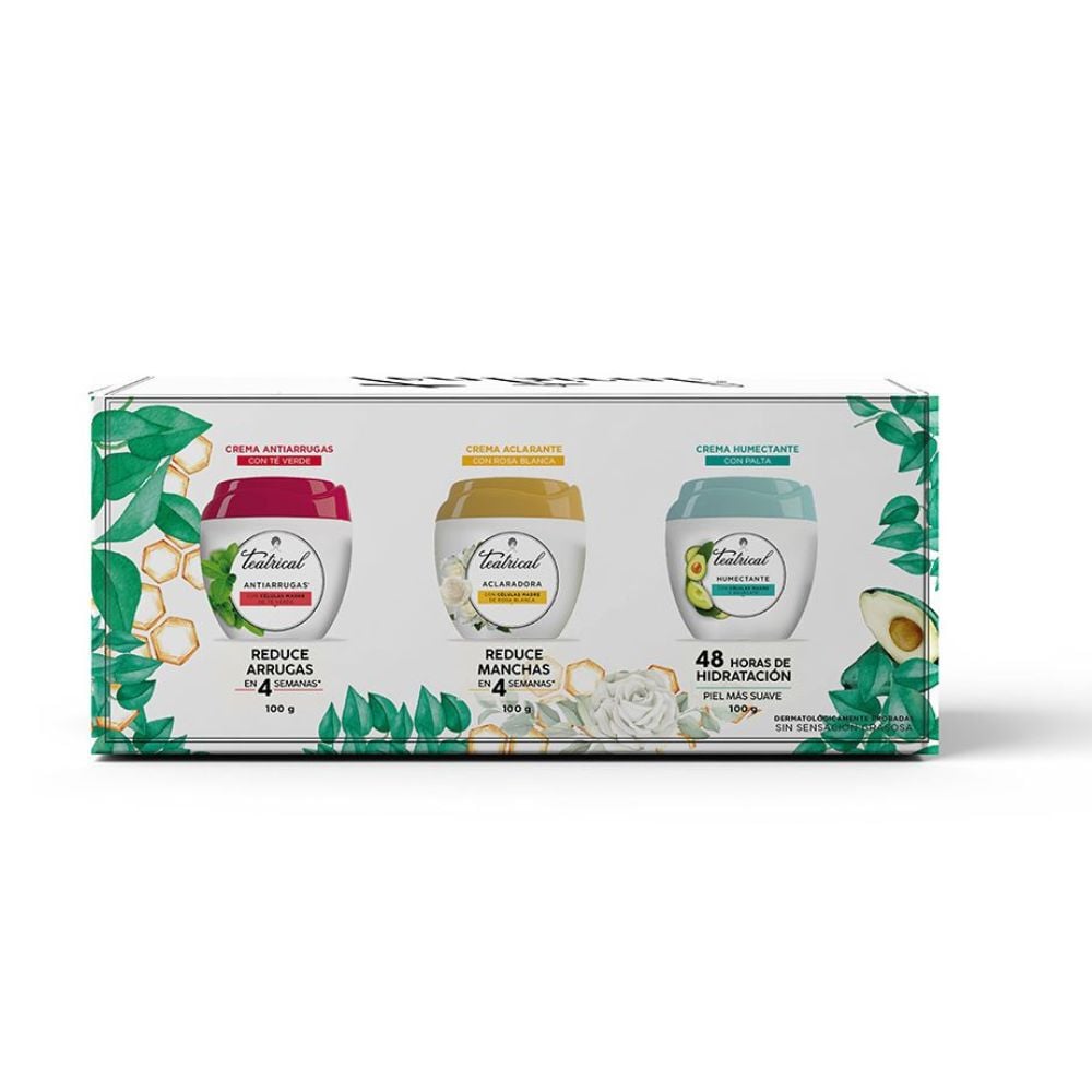 Pack Teatrical Antiarrugas 100 + Humectante 100 + Aclarante 100