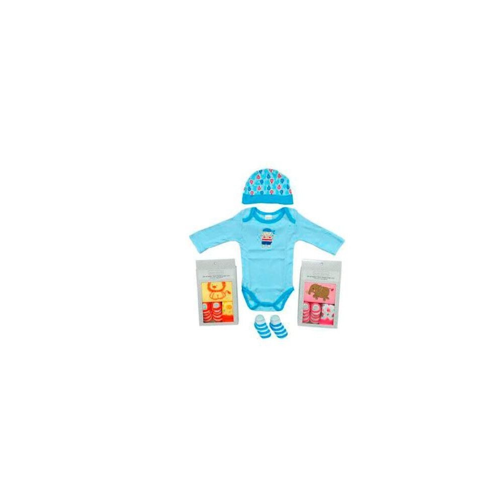 Set Regalo Textil Manga Larga 3 Pcs Body + Gorro + Soquetes