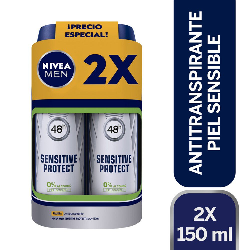Desodorante Spray Hombre Sensitive Protect Pack x 2