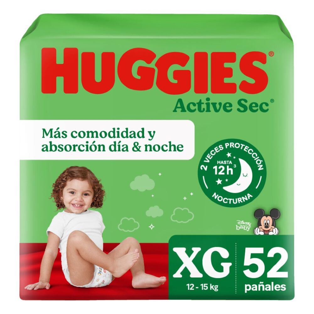 Pañal-Huggies-Active-Sec-XG-52-unidades-imagen-1