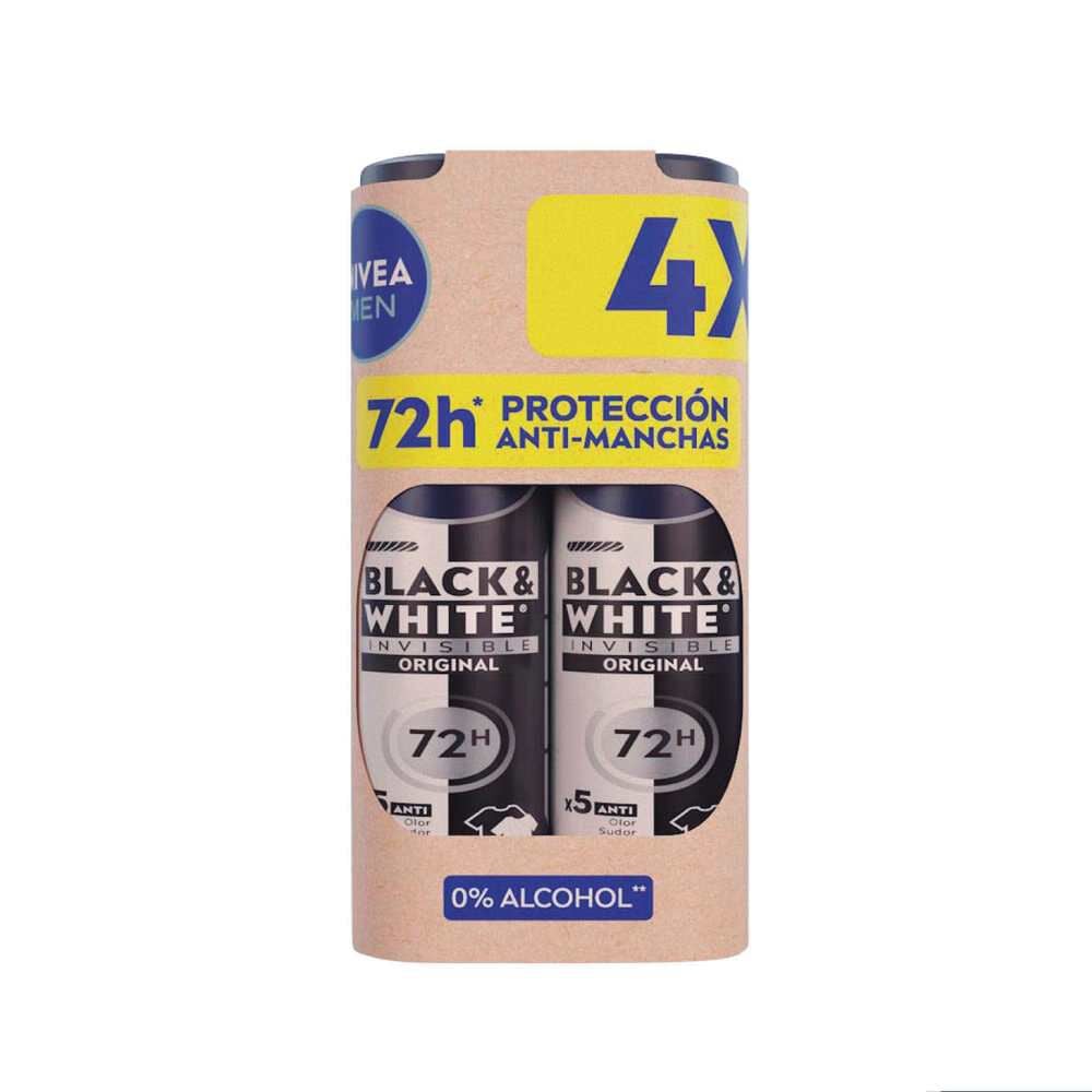 Pack 4 Antitranspirantes Invisible Black&White 48Hrs 150 mL