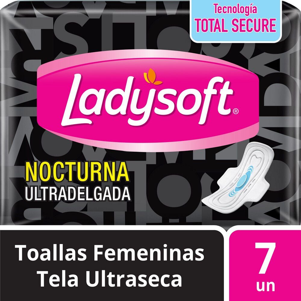 Toalla Higiénica Nocturna Ultradelgada Larga Tela Malla 7 Unidades