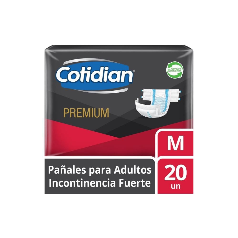Pañal Adulto Premium Incontinencia Fuerte Talla M 22 Unidades