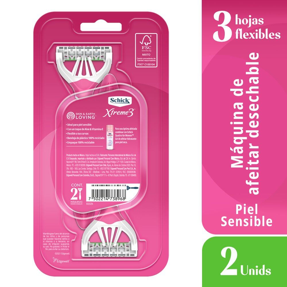 Xtreme 3 Sensitive Aloe & Jojoba Maquina Desechable Mujer 2 Und