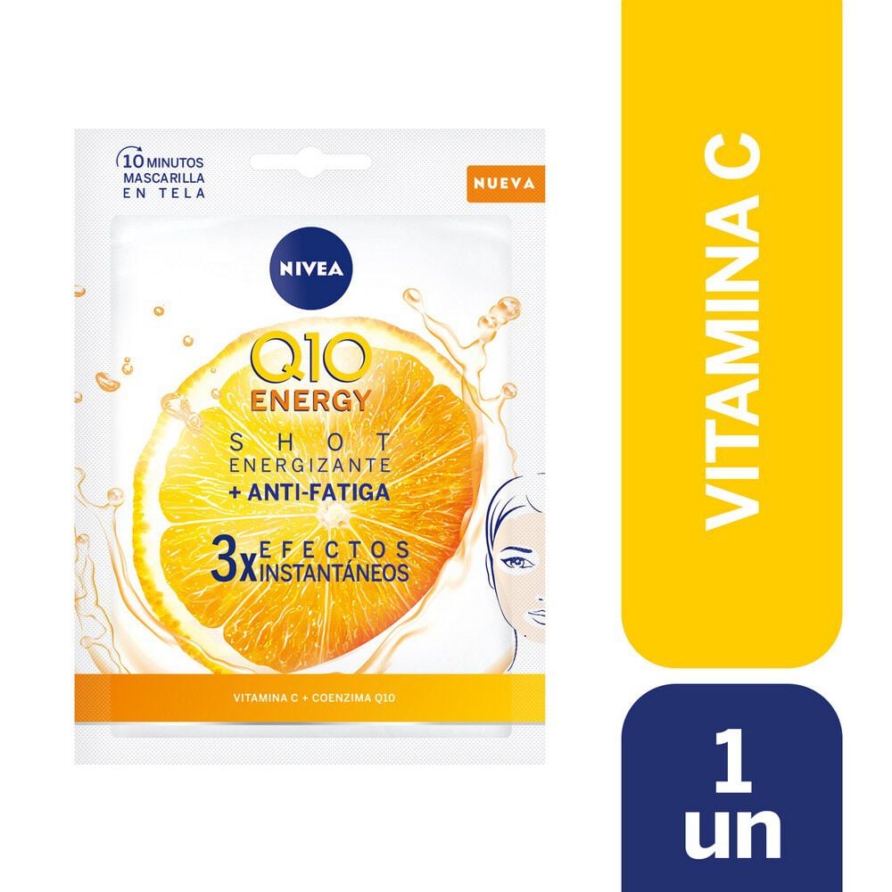 Q10 Energy Mascarilla Facial Shot Energizante + Anti Fatiga X1