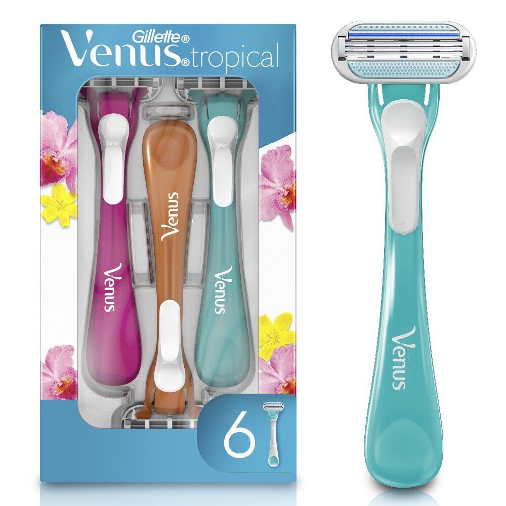 Máquina de Afeitar Mujer Venus Tropical con Hojas 6 Und
