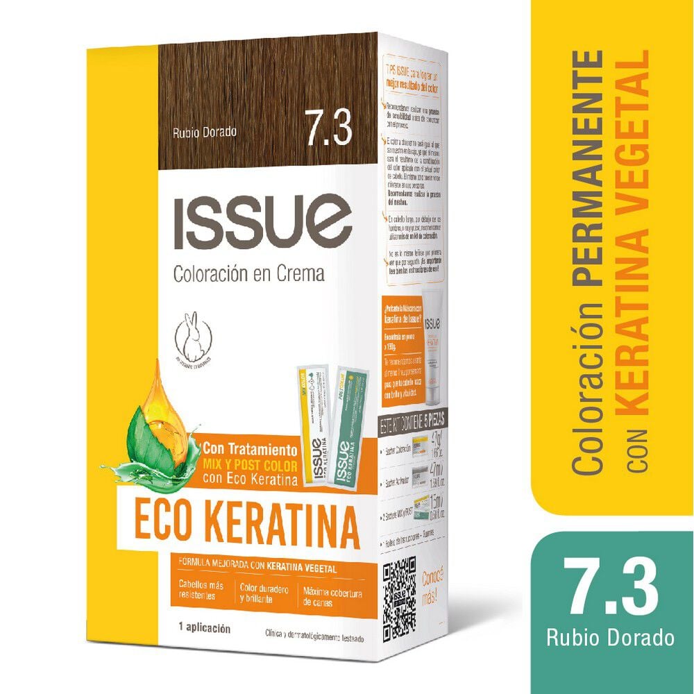 Eco Keratina Kit De Coloración En Crema Tono 7.3 Rubio Dorado