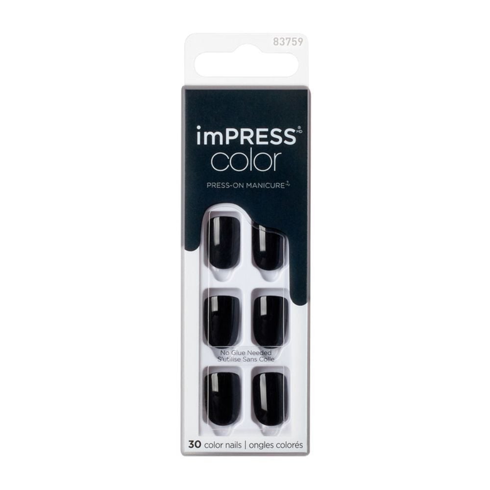 Uñas Postizas Impress Color All Black X30 