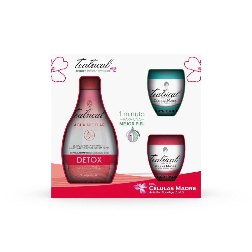 Teatrical-Agua-Micelar-Detox-+-Crema-Facial-Humect.100-grs-+-Crema-Antiarrugas-100-grs-imagen-1