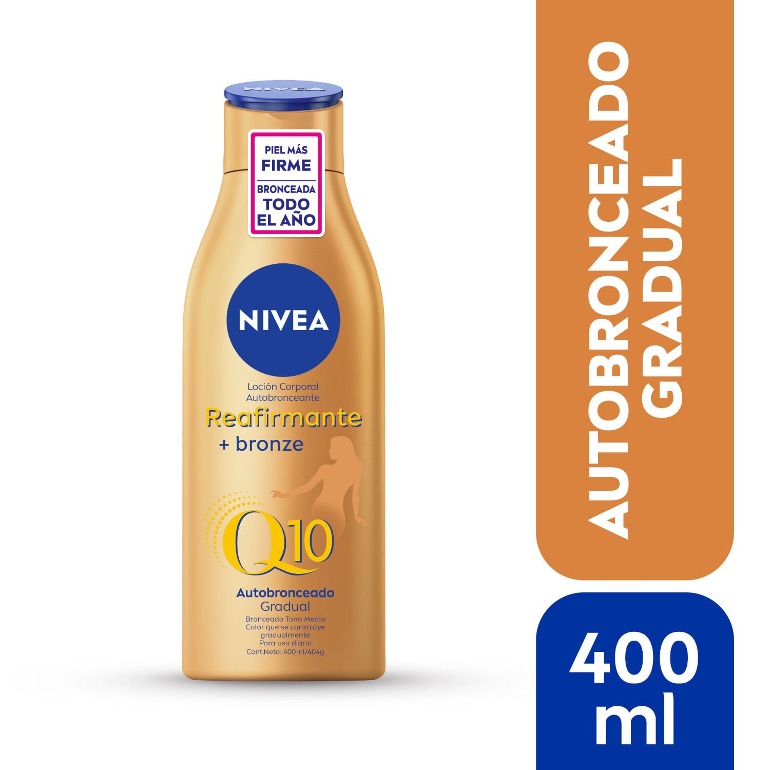 Loción Corporal Q10 Reafirmante + Autobronceante 400 mL