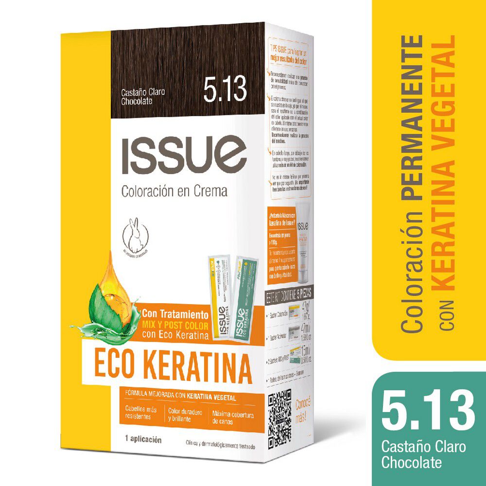 Eco Keratina Kit De Coloración En Crema Tono 5.13 Castaño Claro Chocolate