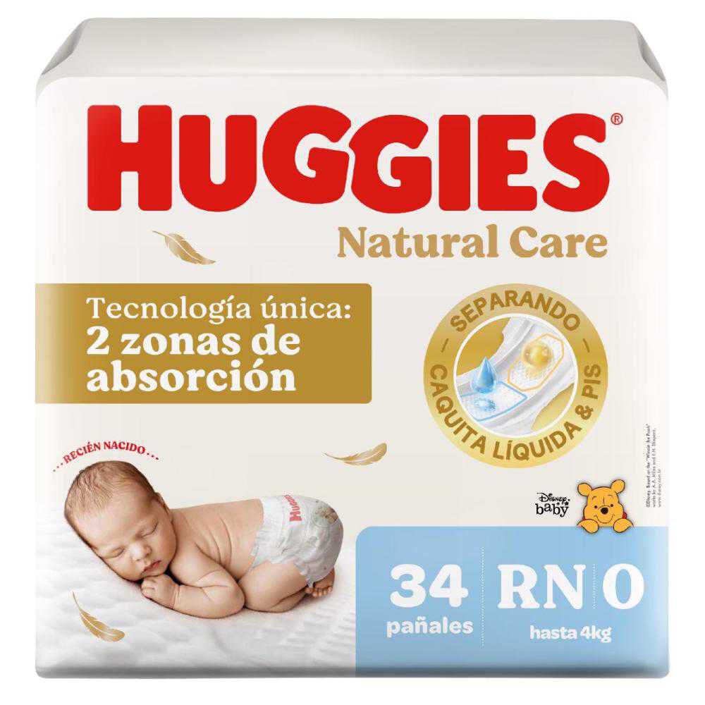 Pañales Huggies Natural Care RN 34 Un
