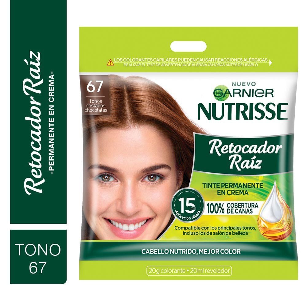Tinte Permanente en Crema Retocador Raíz 67 Tonos Castaños Chocolates X1
