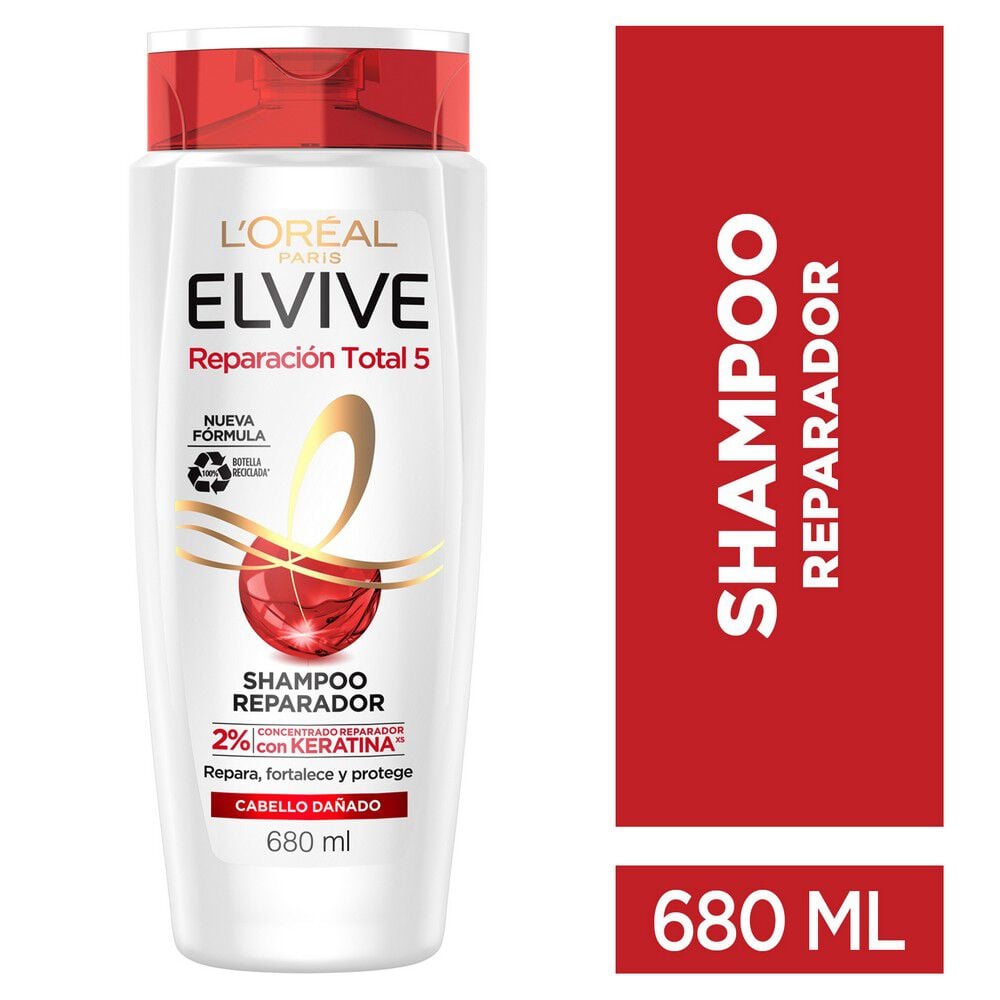Shampoo Reparacion Total 5 con Keratina Cabello Dañado 680 ml