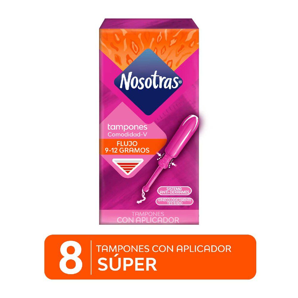 Tampón Super Con Aplicador Flujo Moderado a Intenso 8 Unidades