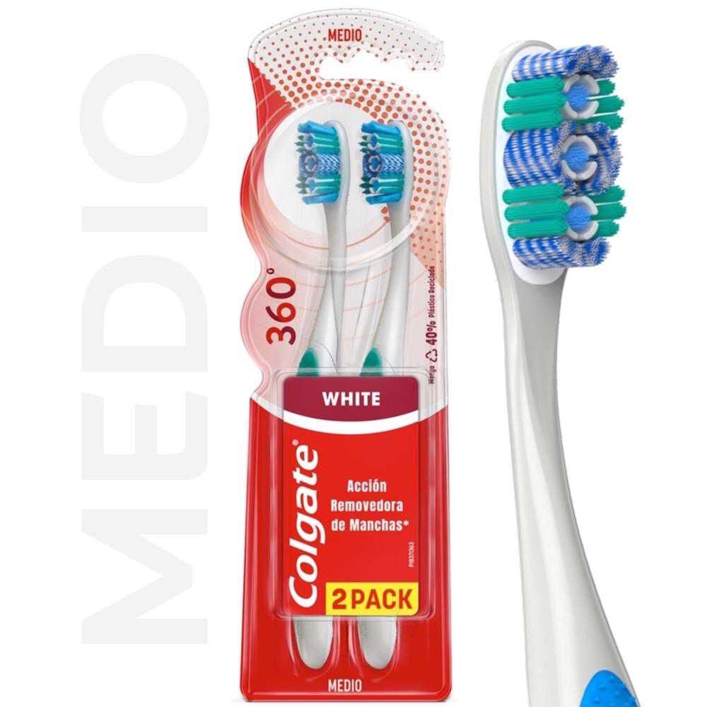 Cepillo Dental 360  Luminous White Medio X2