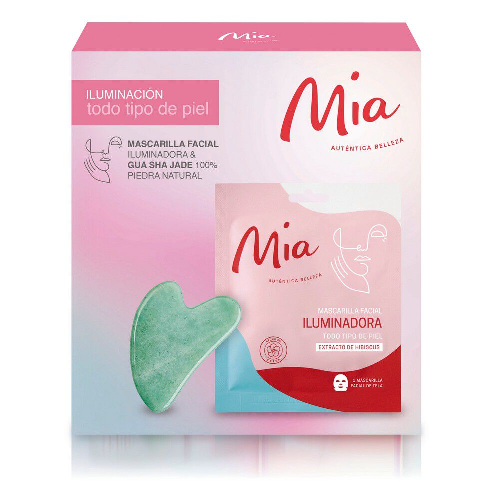 Iluminacion Mascarilla Facial Iluminadora Todo Tipo de Piel + Gua Sha Jade Piedra Natural