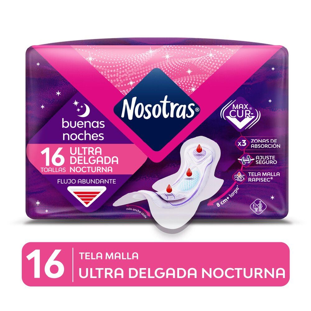Toalla Higiénica Buenas Noches Ultradelgada Tela Malla 16 Unidades
