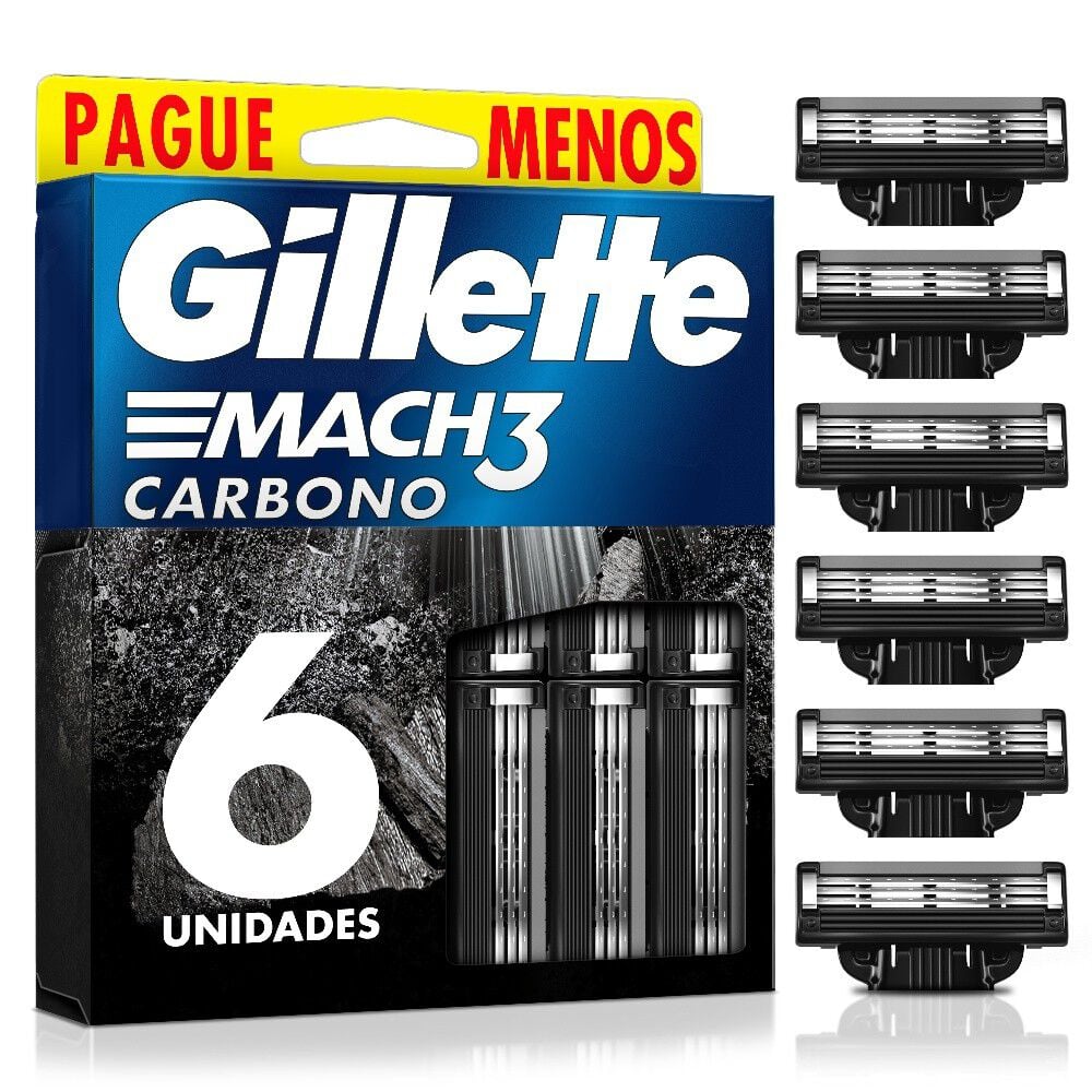 Repuesto para Máquina de Afeitar Mach3 Carbono con 3 Hojas 6 Und