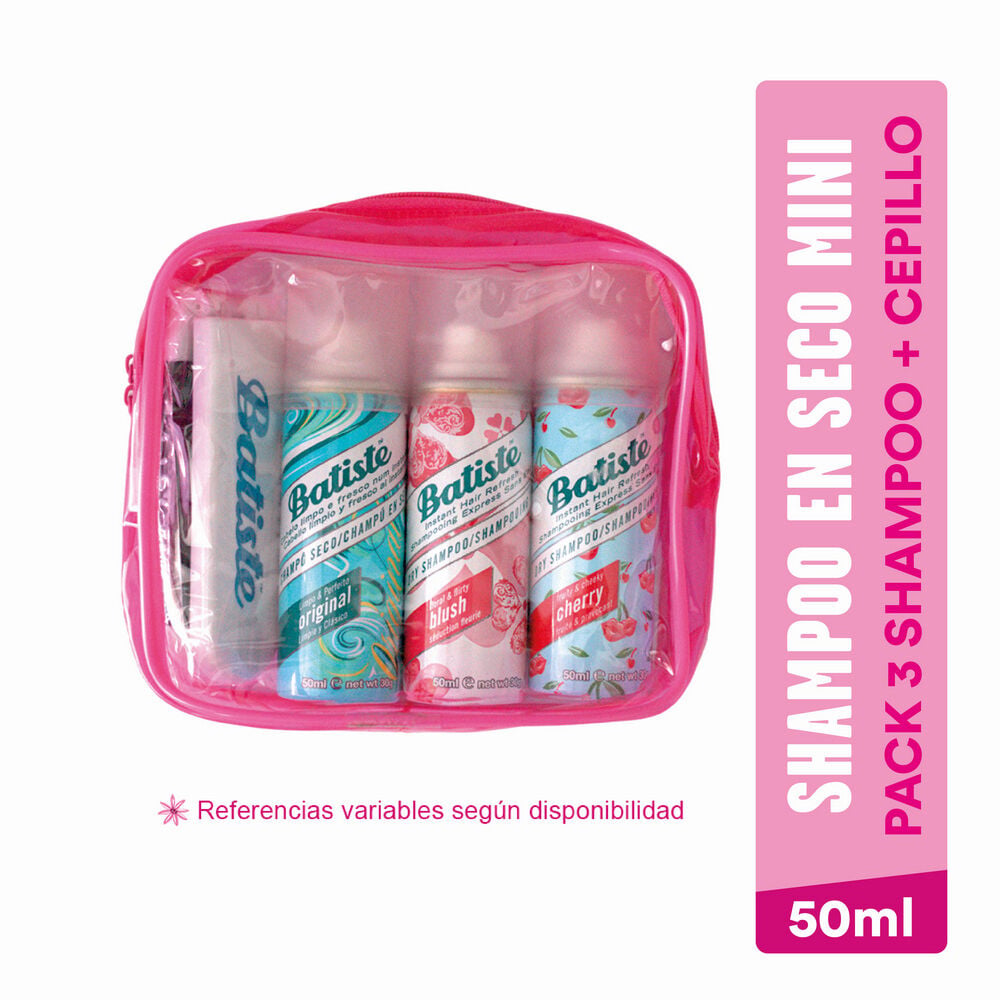 Pack 3 Shampoo En Seco Mini 50 Ml + Cepillo
