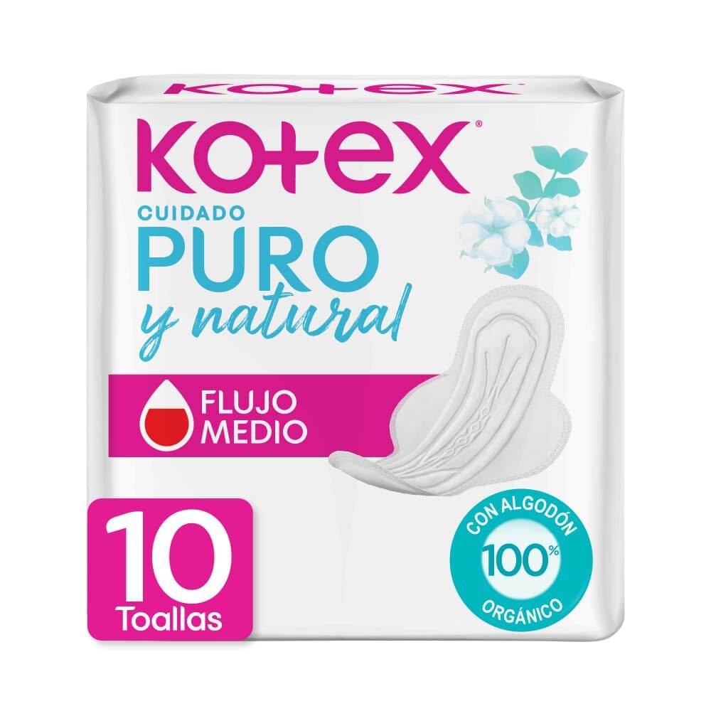 Toallas Higiénicas Kotex Puro y Natural 10U