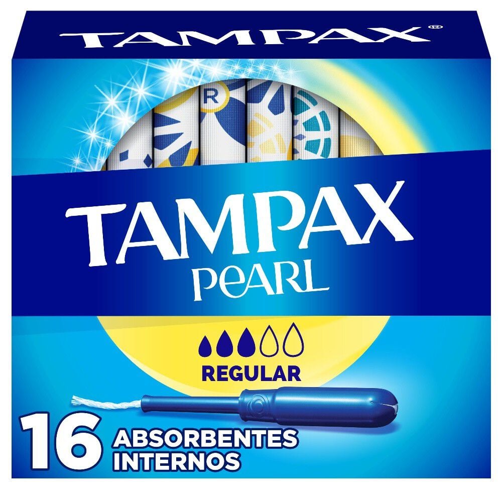 Tampón Pearl Regular con Aplicador Flujo Leve a Moderado 16 Unidades