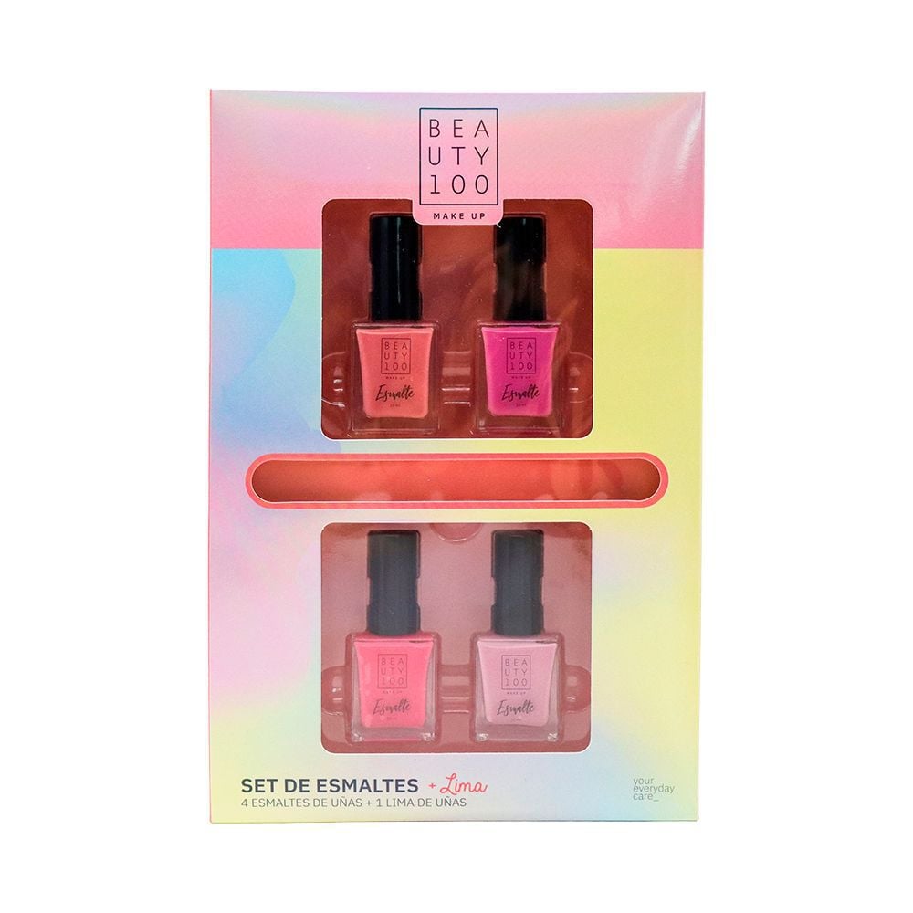 Esmaltes tonos rosados x 4 + Lima