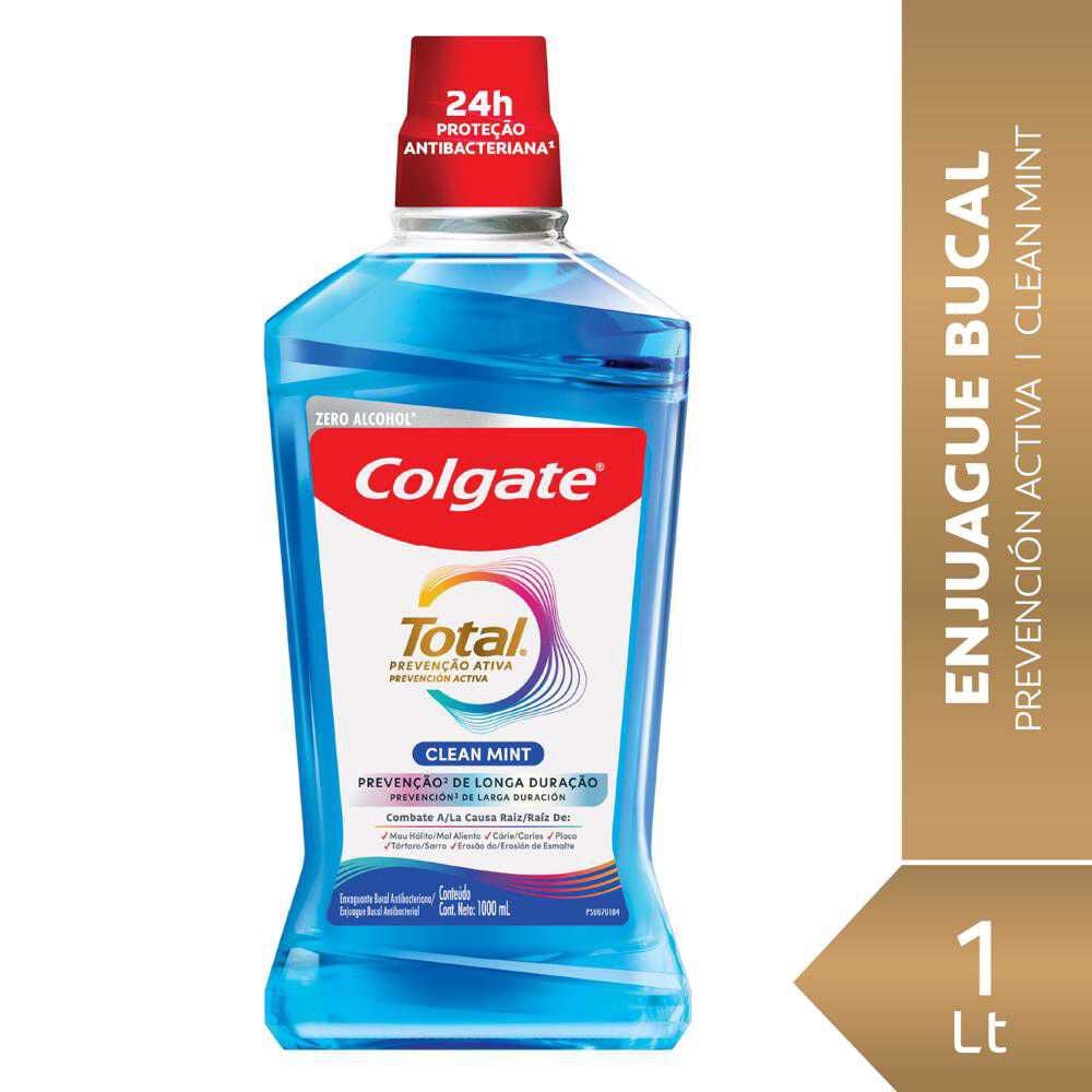 Total 12 Enjuague Bucal Antibacterial Clean Mint Zero Alcohol 1000 mL