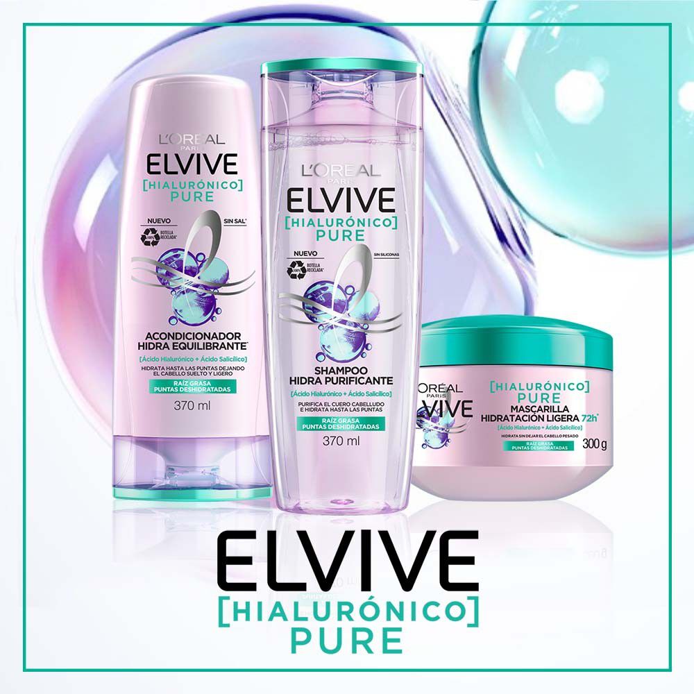 Elvive Hialurónico Pure Cabello Graso Champú + Acond + Trata