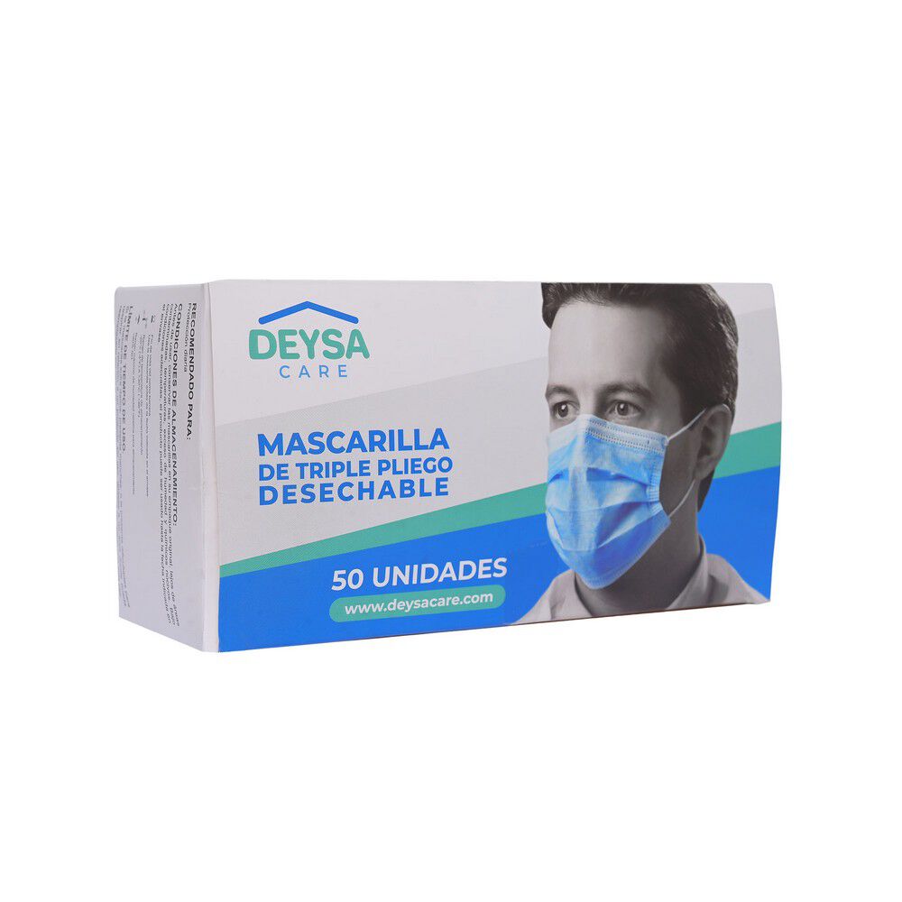 Caja-de-50-Mascarillas-de-Triple-Pliego-Desechable-imagen-1
