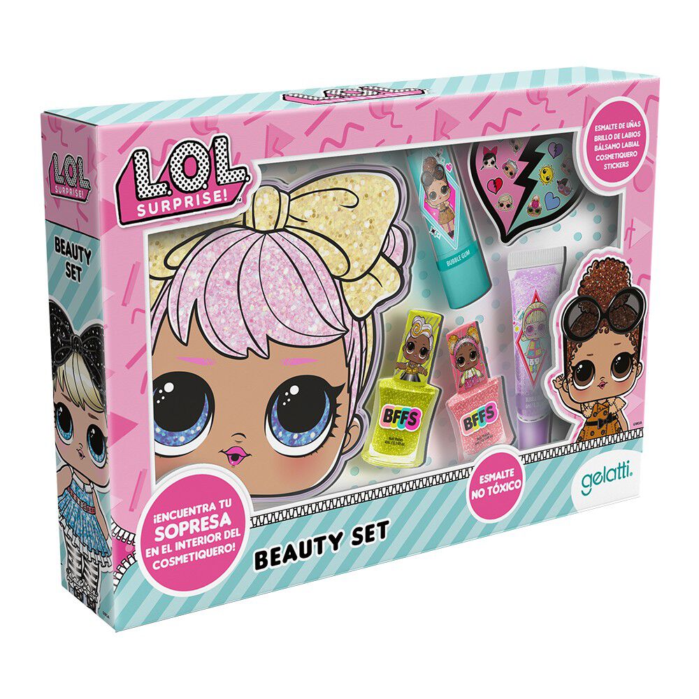 Set de Maquillaje Lol, 2 Esmalte + 1 Balsamo Labial+1 Brillo Labial + Cosmetiquero