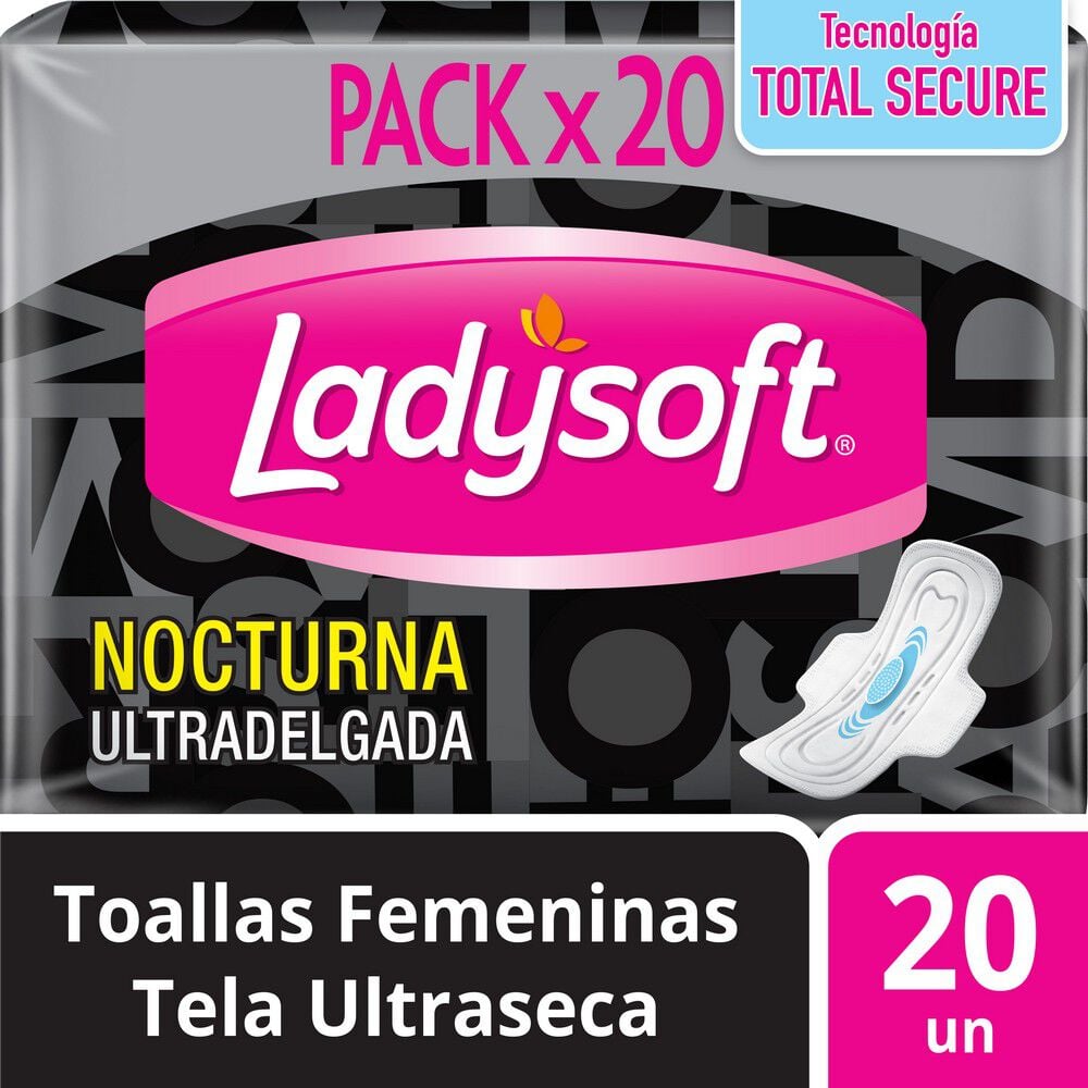 Toalla Higiénica Nocturna Ultradelgada Tela Malla 20 Unidades