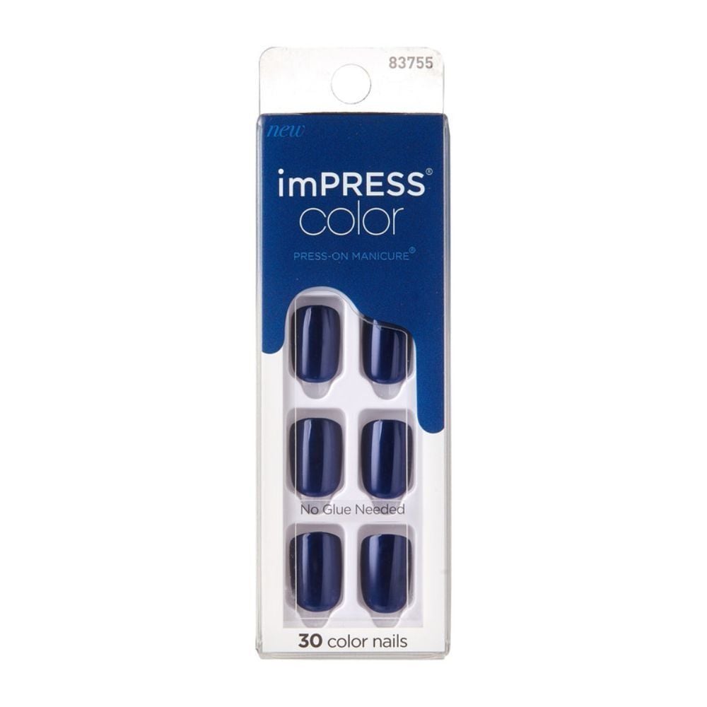 Uñas Postizas Impress Color Never Too Navy X30