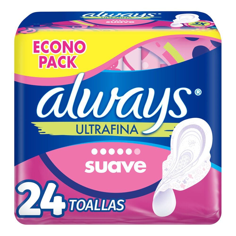 Toalla Higiénica Día Ultradelgada Tela Suave 24 Unidades