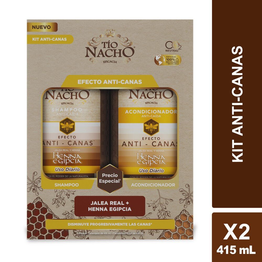 Anti-Canas Henna Egipcia Shampoo 450 ml + Acondicionador 450 ml