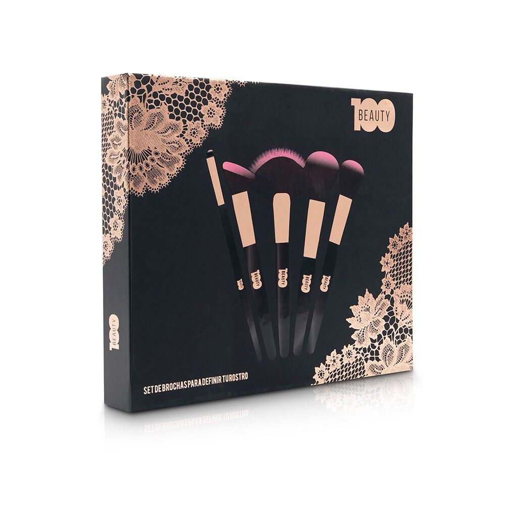 Set Brochas Tipo Libro Powder/Blend/Blush/Foundation/Concealer X5