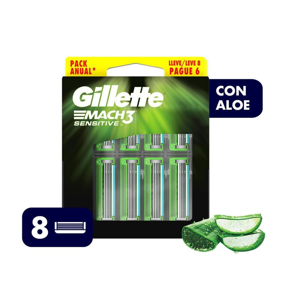 Mach3 Sensitive Cartuchos Para Afeitar 8 Unidades