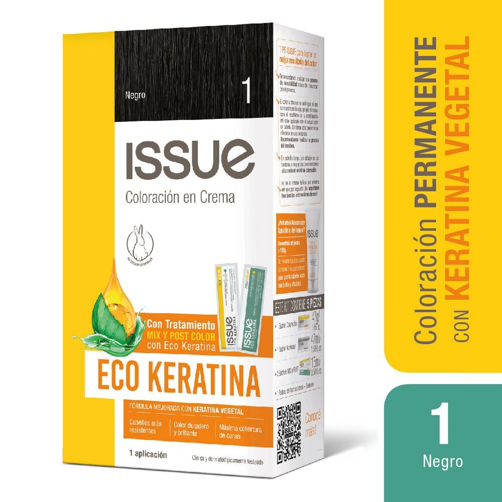 Eco Keratina Kit De Coloración En Crema Tono 1 Negro