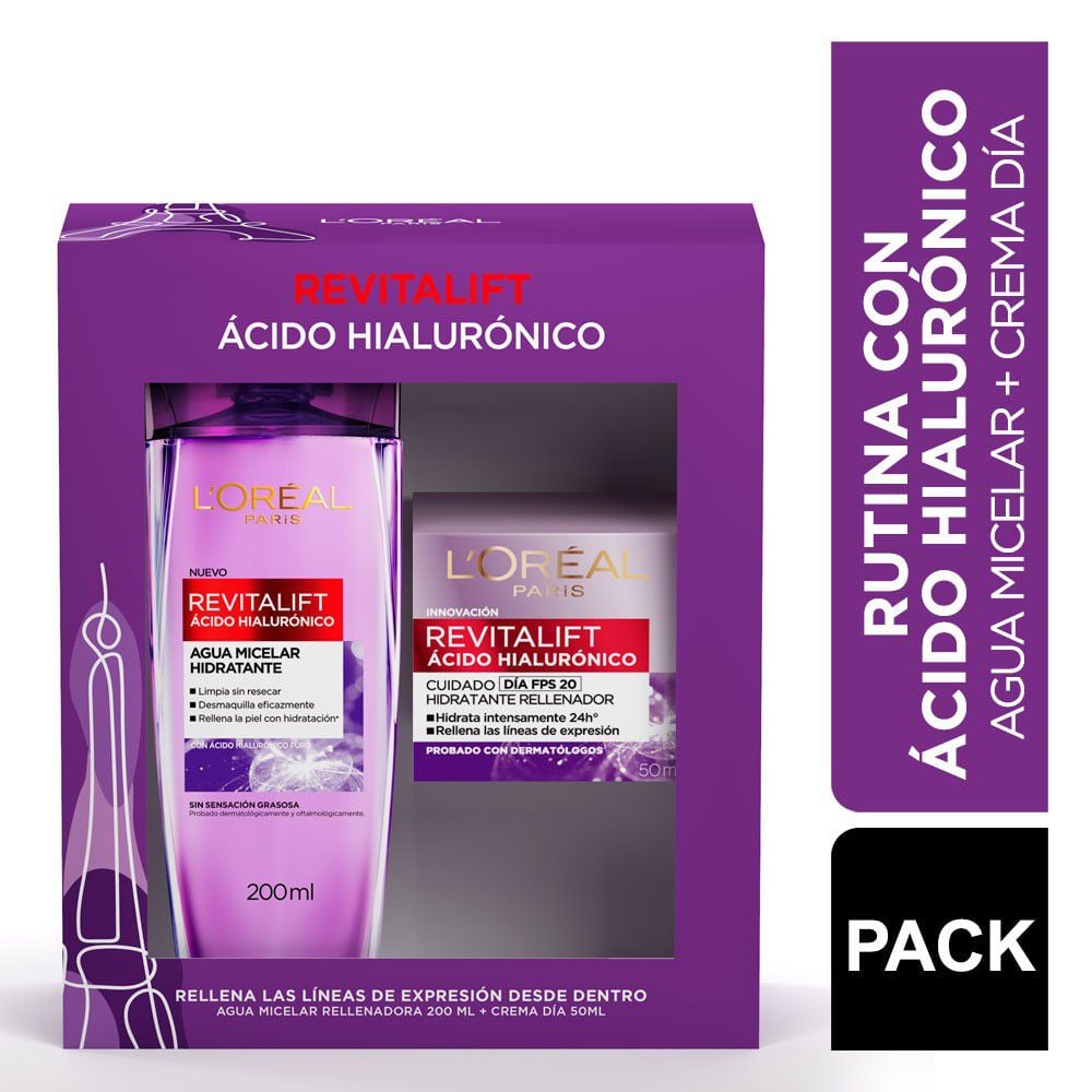 Revitalift Ácido Hialurónico Agua Micelar 200 mL + Crema Día 50 mL