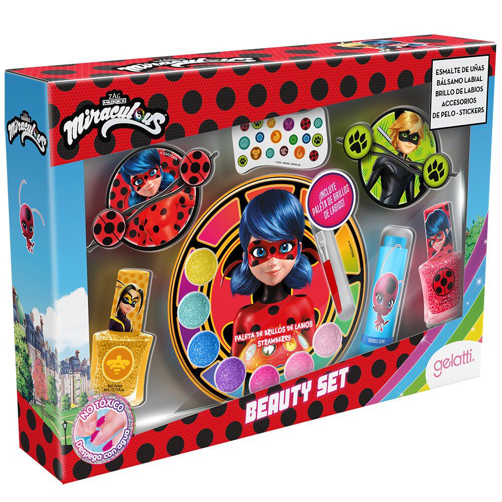 Set-de-Maquillaje-Ladybug-2-Esmaltes-+-1-Balsamo-Labial-+-Paleta-Gloss-Labios-+-Accesorios-de-Pelo-imagen-1