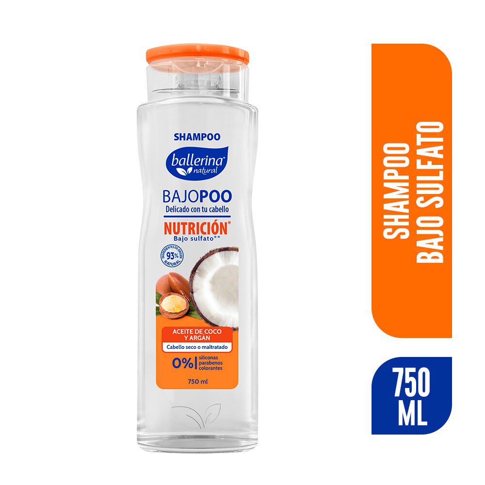 Bajopoo Shampoo Nutrición Hidratante Aceite de Coco/Argán