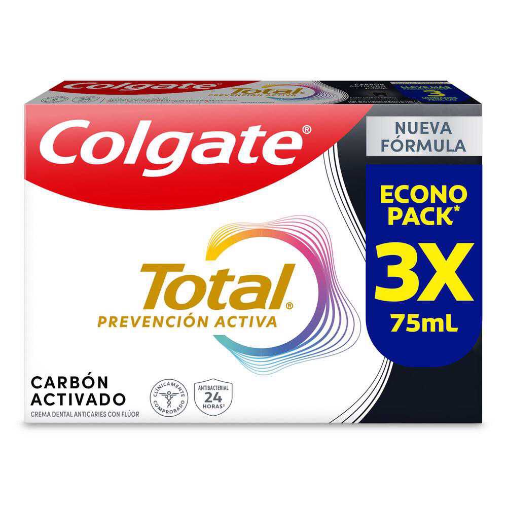 Pasta Dental Total 12 Carbón 75 ML 3 Un