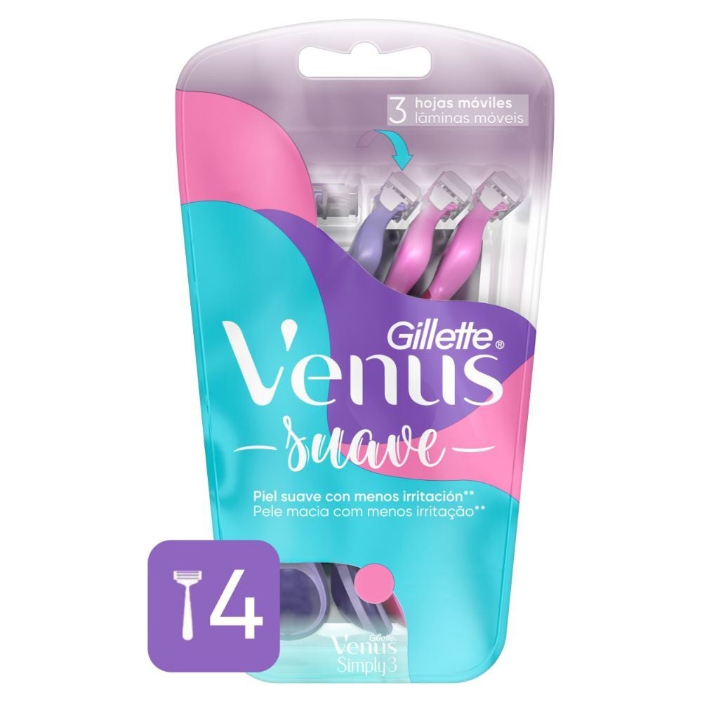 Máquinas para afeitar Venus Simply3 4 Unidades
