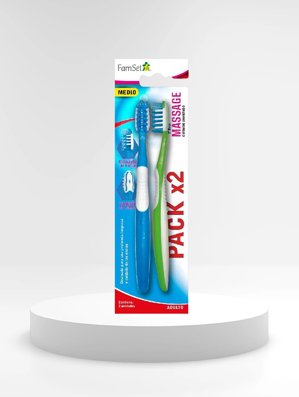 Cepillo Dental Adulto Medio x2