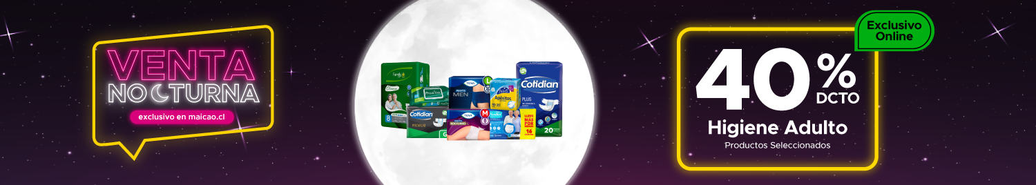 Venta nocturna Pañales y Pants Adulto en tiendas Maicao Chile